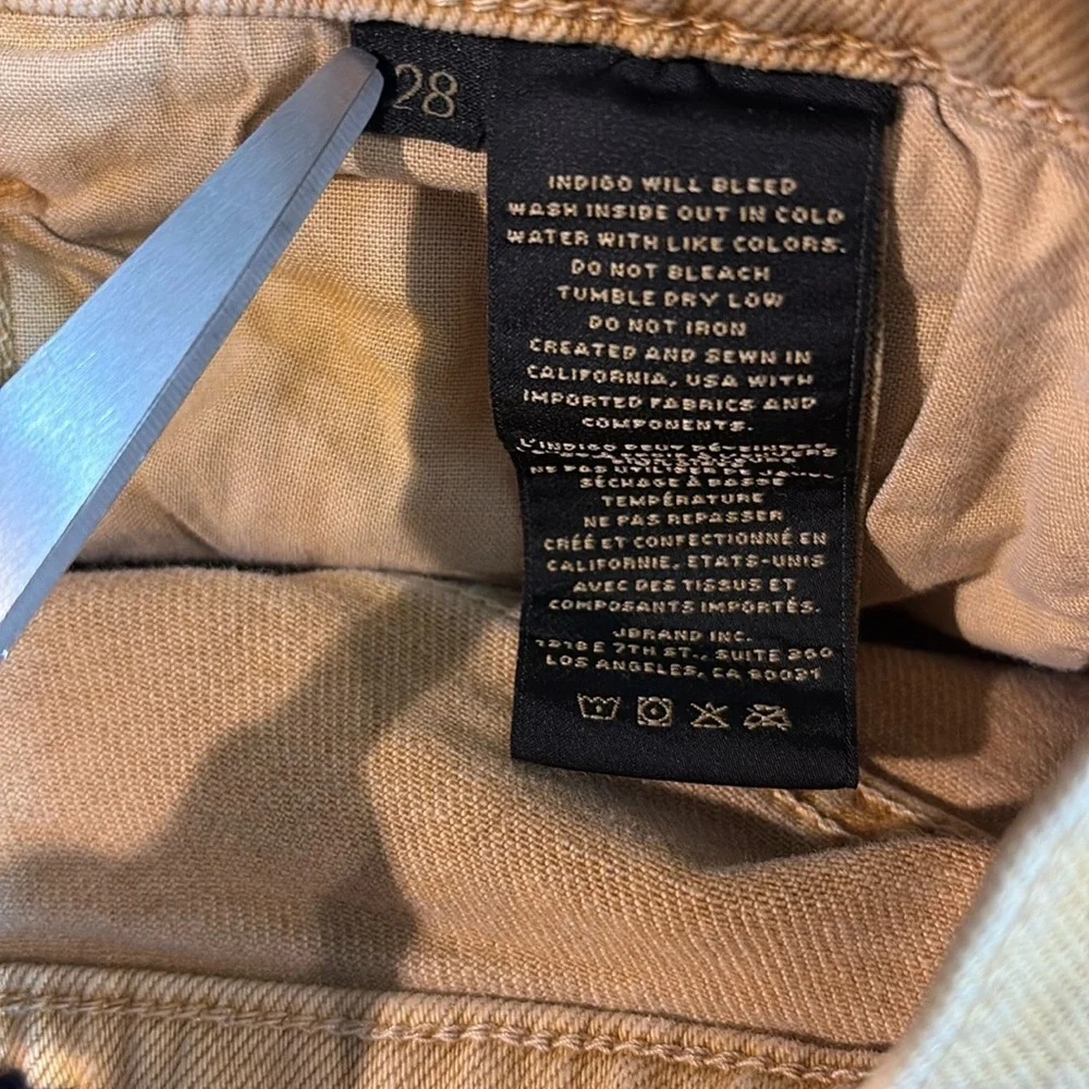 J Brand Julia High Rise Fringe Hem Crop Flare Jeans in Litho Gold Size 28